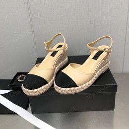 Designer sandalen Gevlochten strozool Mary Jane schoenen Geklede schoenen Dameshakken Luxe designer hakken Fabrieksschoenen