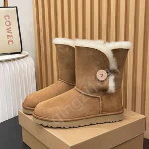 Bottes de neige pour femmes de luxe Designer bottes de neige extérieures Boots de laine hivernale Nouveau cuir en laine épaisse et grande taille grande taille 36-41 avec boîte