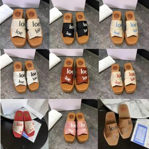 Designer Sandalen Zomer Women Slippers Canvas Wedge Mules Fashion Outdoor Beach Slipper Indoor Size EUR35-41