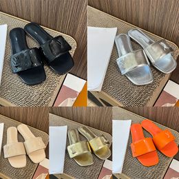 Designer Sandalen Zonsondergang Flat Mule Crystal Slippers Zomerstrand Dames Room Comfort Glijbaan op casual schoenen Lederen mocassins slippers sandaal