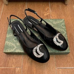 Sandalias de diseñador con hebilla de diamante G Zapatos de mujer Slingbacks negros Bomba de tacón medio Correa de tobillo gruesa Zapatos de vestir para dama Hecho en Italia Tamaño EUR 35-40es