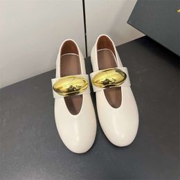 Sandalias de diseñador Mujeres Tacón ala nicho banda elástica de metal hebilla Mary jane zapatos para mujer solteros cómodos zapatos planos de cuero zapatos de ballet