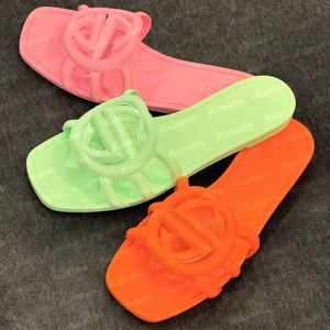 Designer sandalen vrouwen in elkaar grijpen G -glijbanen rubber slippers dames plat strand jelly script oranje zomer herfst muilezels buiten waterdichte luxe schoenen