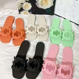 Sandalias de diseñador Mujeres G Interlocking Sluys Desgloses de goma Damas Madas de playa Flat Galatería Orange Summer Otoño Mulas de lujo al aire libre Tamaño de lujo 35-42