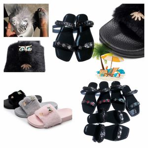 Designer sandalen dames lederen vrijetijdsschoenen Romeinse sandalen platte hak diamant geweven gesp slippers GAI zomer zwart