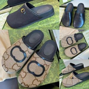 Sandales de designer femmes mules boucle métallique g glissade floom pantoufle imprimer en cuir sandales en caoutchouc mule fermée glissades de luxe plate-forme chaussure