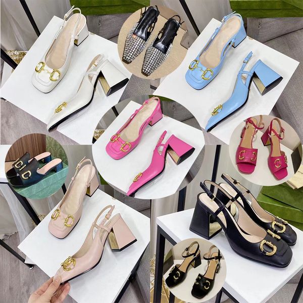 Sandales de créateurs Chaussures habillées pour femmes Sandales Embellissements de gaze sexy Calico Designer de luxe petit carré Talon chaton Bracelet Tailles en cuir 36-42