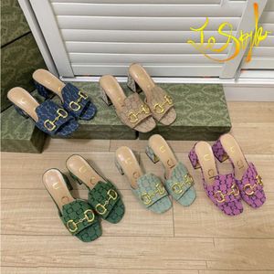 Designer Sandalen Damesschoenen G Slides Met Een Beetje Paard Middenhak 2,5 Cm 7,5 Cm Zwart Sexy Open Teen Slippers Pomp Chunky Inspopular