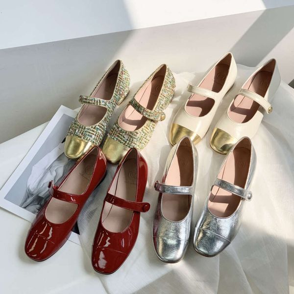 Sandalias de diseñador Mujeres Tacones deslizantes zapatos Weslien Rowe Pequeños zapatos de cuero fragante Mary Silver Single Soft