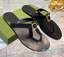 Designer Sandalen Dames Slides String Sandaal Dubbele Slippers Slipper Metalen Ketting Mode Zomer Strand Bijenslippers Groter formaat met doos antislip