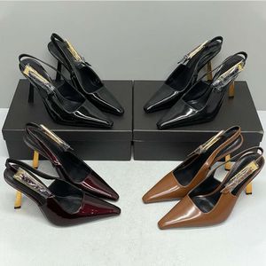 Designer Sandalen Vrouwen Slingback Hoge Hakken 10 Cm Klassiekers Pompen Naakt Zwart Dames Luxe Bruiloft Schoenen Met Doos 502