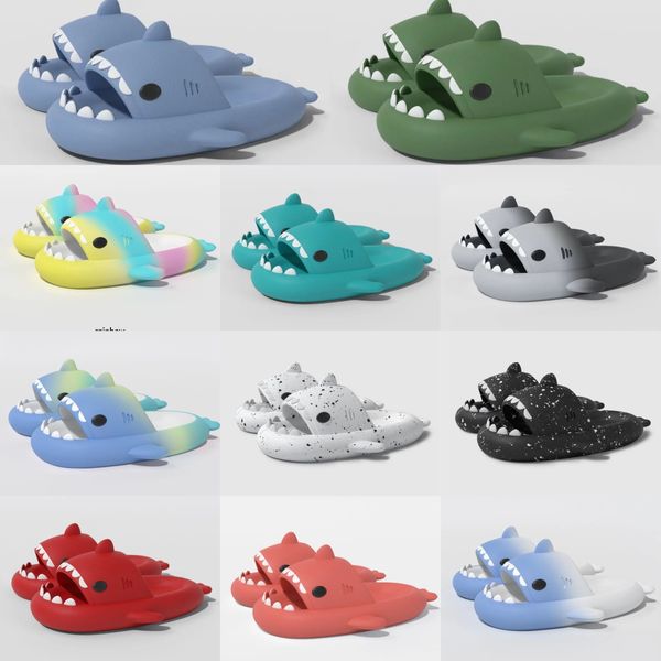 pantoufles de requin pantoufles d'été hommes curseurs hommes femmes arc-en-ciel diapositives bleu gris mémoire sandales doux épais coussin pantoufle nuage glisser chaussures d'intérieur taille 36-45