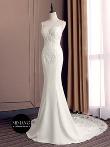 Ontwerper Satin Mermaid Wedding Jurk 2024 Nieuwe bruid dromerige lichte trouwjurk minimalistisch
