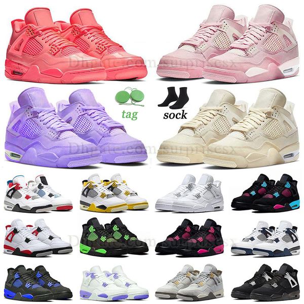 Designer SB x Pine Green Chaussures de basket-ball Jumpman 4 Hot Freeze Moment Vivid Sulphur Orchid réimaginé Rose Oreo 4s Green Thunder hommes baskets wonen baskets d'extérieur