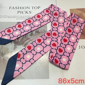 Bufanda de diseñador Diadema de moda Marcas de lujo con letras de caja G Mujeres Pañuelos de seda Bufandas delgadas de grado superior Bandas para el cabello Lazo de cuello de seda