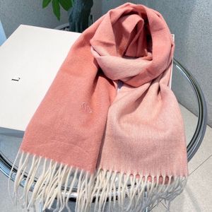 Designer sjaal voor dames heren Topkwaliteit 100% kasjmier sjaal geborduurde sjaal met tweekleurige herfst en winter minimalistische warmte roze sjaal met doos