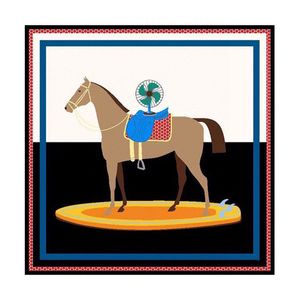 Designer sjaal sjaals 90x90 cm veelzijdige h zijden sjaal vrouwen grote sjaal paarden print stola square bandanna h luxe merk kerchief vrouw foulard 2024 nieuwe 10a 10a