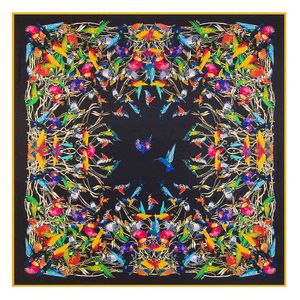 Écharpe de créateurs marques marques 100% Twill Silk Multicolor Horse Square Scarf Nouveau design Imprimé Kerchief Woman Neck Châle Wraps 130 * 130cm