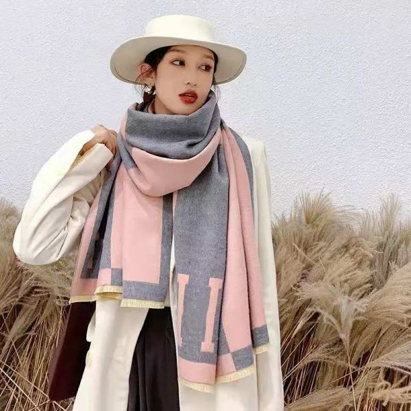 Écharpe de créateur Pashmina d'hiver pour écharpes chaudes, mode classique pour femmes, imitation de laine de cachemire, châle Long enveloppant 65x180cm