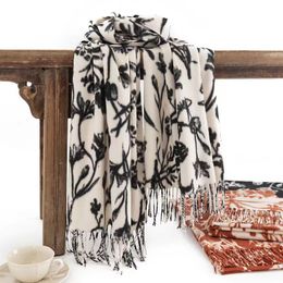Bufanda de diseño Bufanda de cachemira para mujer Bufandas de diseño a cuadros clásicas Abrigos cálidos de tacto suave con chales largos de otoño e invierno