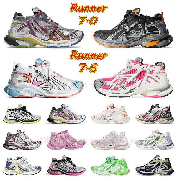 Designer-Schuhe Runner 7.0 7.5 Hombres Mujeres Zapatos casuales Mocasines Entrenador Track Runner 7 77.0 3.0 Nube Blanco Azul claro Todo Negro Graffiti Púrpura Borgoña Plataforma Zapatillas de deporte