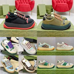 Designer Screener Canvas Sneaker dames platform Leer Vintage Trainers Heren Sportschoenen Blauw Rood Web Streep Lace Up maat 35-45 Met Doos tas NO452