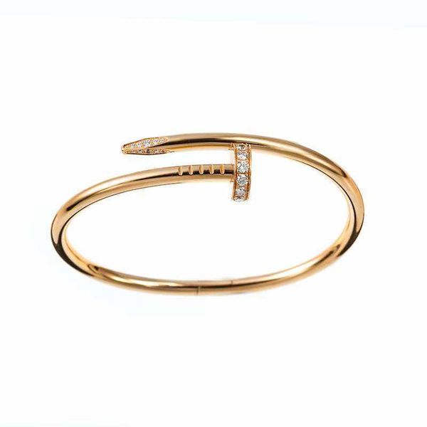 Diseñador Tornillo Brazalete Pulsera Uñas Amor Moda Joyería de lujo Cuidador Original Moda 18K Diamante de oro para mujeres Hombres Pulseras de uñas Pulsera de joyería de plata E0KM