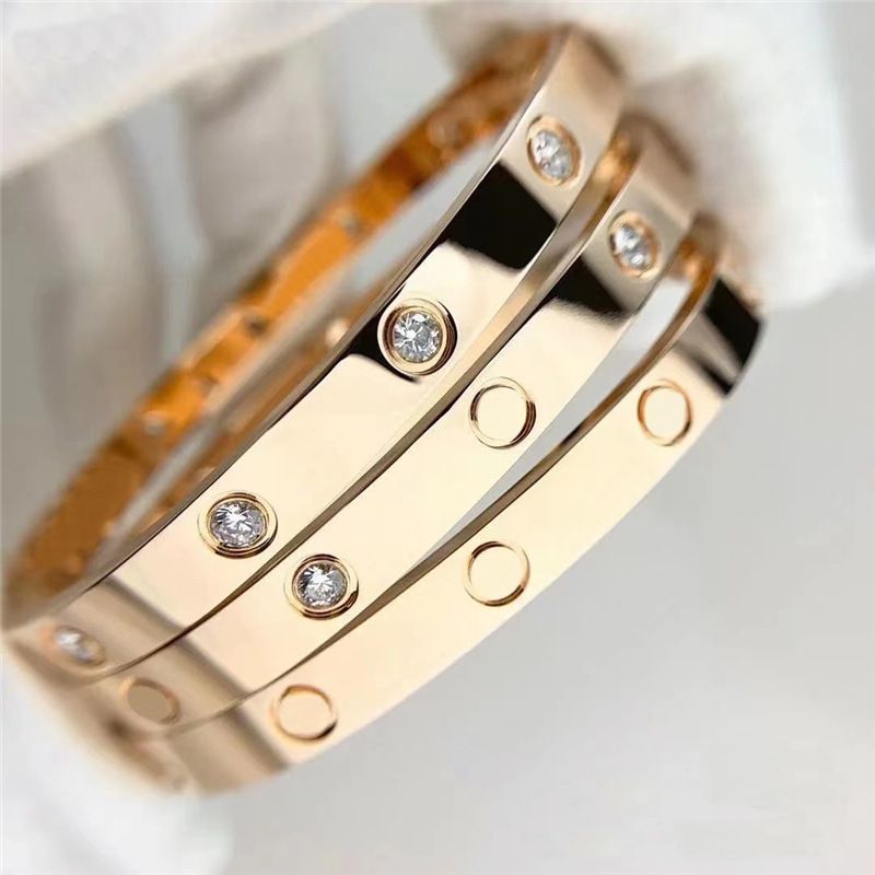 Designer Screw Bracelet Fashion Jewelry Bangle Rose Gold Sier Titanium Steel Diamond bangles Nail Bracelets for Men Women 17 18 19 20 size