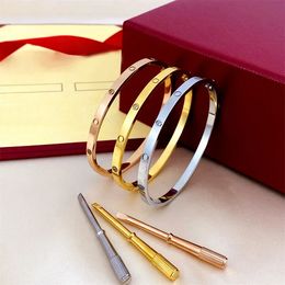 Ontwerper Schroefarmband Mode Luxe Sieraden Bangle Armbanden 18K Rose Goud Zilver Titanium Staal Diamanten armbanden Nagelarmbanden voor Mannen Vrouwen 15cm-22cm