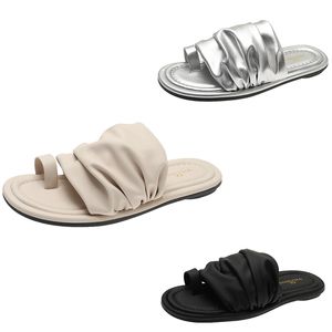 Designer Scuffs Slippers glissa les femmes sandales beige argenté noire noire de mode tongs flipps éraflures taille 35-40 gai