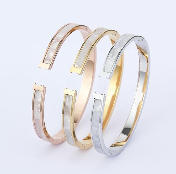 Designer coquillage bracelet étroit titane acier femmes bracelets porte-bonheur mode classique or rose 18k argent bijoux accessoires bracelet