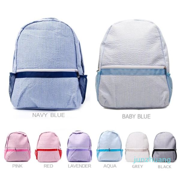 Designer -Seersucker School Bags Stripes Cotton Classic Backpack Soft Girl Sacs à dos personnalisés Garçon