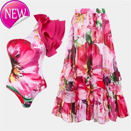 Designer Sexy Bikini sets 2024 Nouvelle mode femme à imprimé floral Rouffle un morceau de maillot de mail