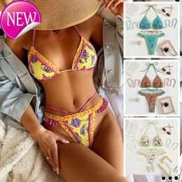 Designer Sexy Bikini Sets 2024 Nouvelle mode Fashion Womens Sexy Print S Micro Femme High Waid Cut Swimsuit Brésilien Biquini Beachwear Bathing