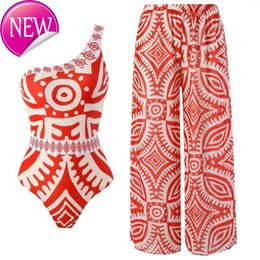 Designer Sexy Bikini Sets 2024 Nieuwe mode dames aankomst Push Up One Piece Swimsuit Ruche Beach Wear Dames Wikkel rokomslag Sexy Sarong Plage