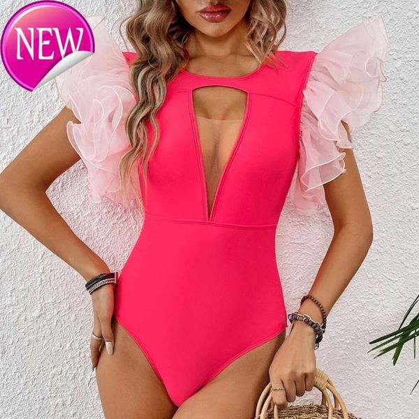 Designer Sexy Bikini sets 2024 Nouvelle mode femme Ruffle Femmes V Neck One Piece Sweet Summer Halter Beachwear Sexy Bathing Fssuel Vintage Monokini FEM