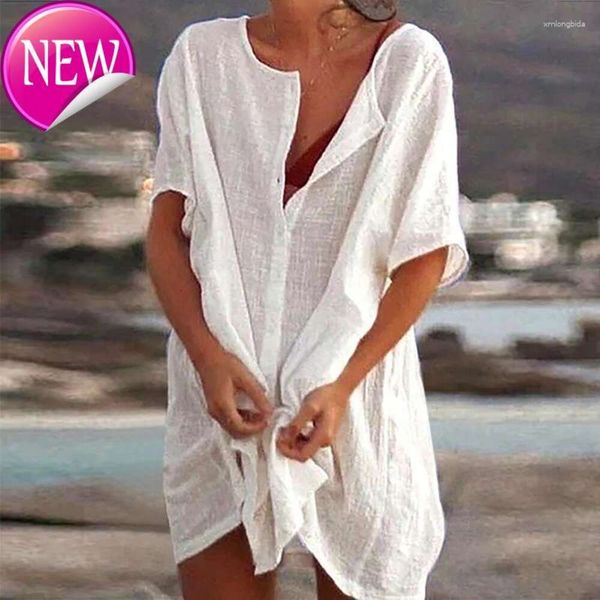 Designer Sexy Bikini sets 2024 Nouvelles tuniques de coton pour femmes de la mode pour la plage de maillot de bain couvre-up femme couverture de la plage mini-robe