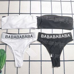Designer Sexy Bikini Femmes Black Swimwear Fashion Lettre de maillot de bain Bra Bra Breif Set Summer Split Split Swimsuit Swim Body