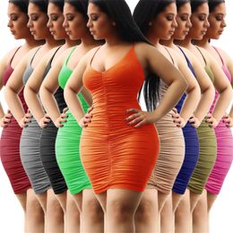 Designer sexy jurken lente zomerkleding dames spaghetti riem jurk vrouwelijke mouwloze bodycon jurk casual elegante rok nachtclub feest dragen 8151