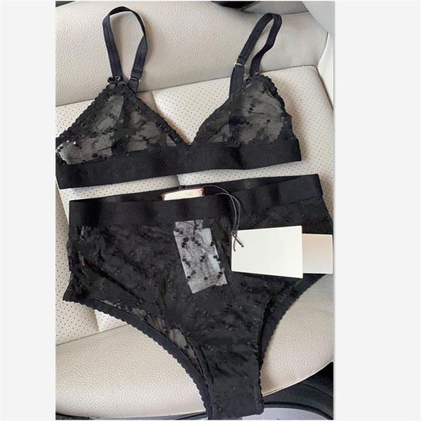 Diseñador SEXY Carta Ropa interior Conjuntos de sujetadores Nueva moda Mujeres Niñas Monos Para mujer Bordado Ropa interior de encaje Translúcido 2 piezas Unde295K