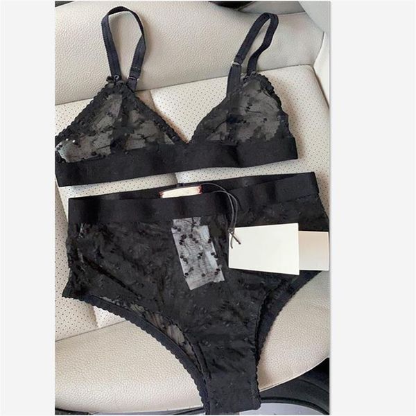 Diseñador SEXY Carta Ropa interior Conjuntos de sujetadores Nueva moda Mujeres Niñas Monos Para mujer Bordado Ropa interior de encaje Translúcido 2 piezas Unde227g