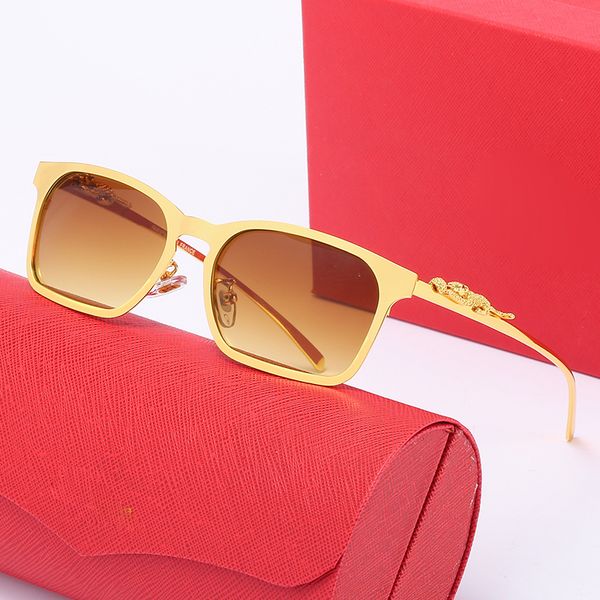 lunettes de soleil de luxe lunettes de soleil pour femmes Leopard Head Composite Cadre en métal Lunettes optiques Classique Rectangle Carré Or gafas de sol lunettes de soleil