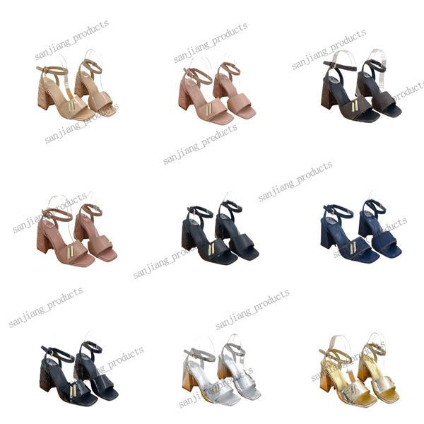 Designer Shake Sandals Pump Femmes 9cm plate-forme grosses talons hauts hauts en cuir en cuir or argent sandale ouverte ouverte de la cheville