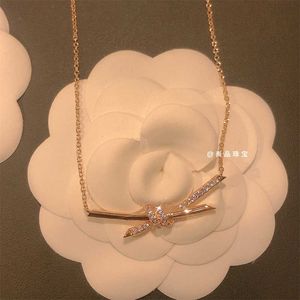 Diseñador Shangpin Jewelry tiffay and co Collar de corbata con nudo engastado con diamantes Collar de oro verdadero de 18 quilates personalizable en plata 925
