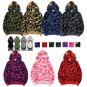 Sudadera con capucha de diseñador para hombre con cremallera completa Sudaderas con capucha de tiburón para mujer Chaqueta de camuflaje negra Sudadera con capucha azul Sudadera con capucha Hombre Suéter para mujer Manga larga Tech Fleece Cardigan