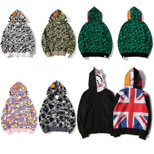 Diseñador Shark Mens Zipper Sudadera con capucha Abrigo con capucha Chaquetas calientes Big Abc Felpa Camo Sudadera con capucha Coa Tamaño M-XXXL