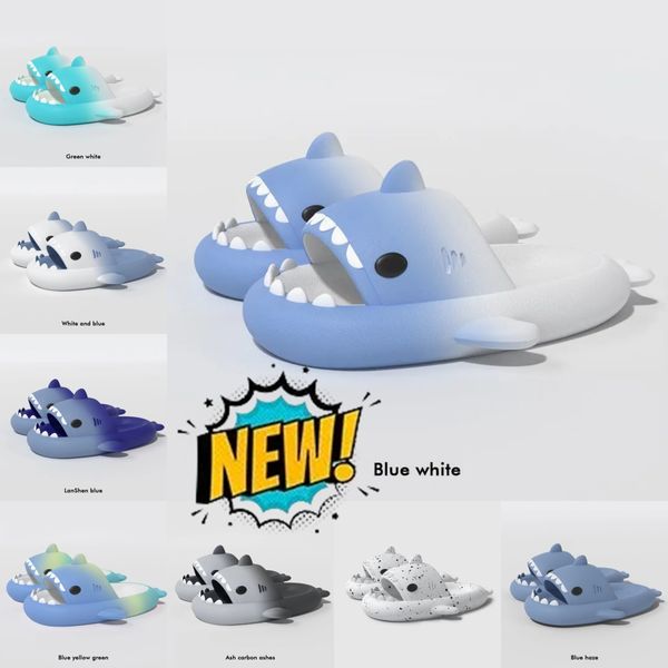 Designer Shark Slippers Sinders Summer Men Femmes Kids Slides Pink Blue Grey Memory Sandales Soft Shet Cushion Slipper Cloud Slipper Indoor Outdoor Chaussures EUR 36-45