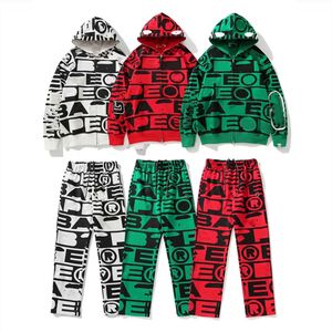 Designer Shark TrackSuit Hommes Sweat à capuche Hommes Femmes Sweetwear Veste Shark Mouth Pattern Sweats à capuche Pull de haute qualité Tailles lâches Joggers Pantalons de survêtement pour femmes XXXL 764