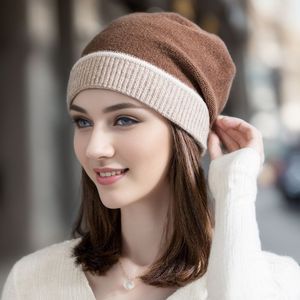 Designer Moutons Cachemire Bonnets Chapeaux Contraste Couleur Dames Femmes Filles Hiver Tête Oreille Chaud Tricoté Slouch Cheveux Bonnet Cool Cap Bandeau Gorro