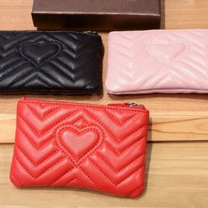 Designer Sheepskin Dames munt portemonnees luxe merk lederen golvende borduurlijn nul portemonnee met keychai multi-card kaarttas dames certificaat opslag wallets